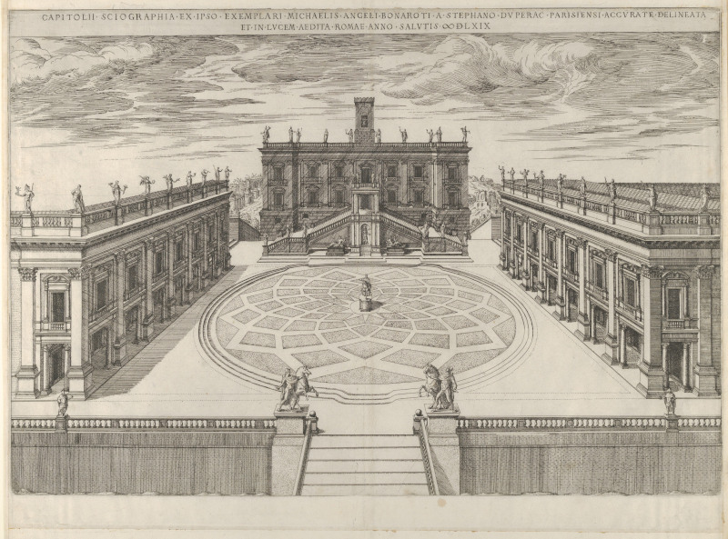 Capitoline Hill Highly Detailed Line Drawing by Michelangelo